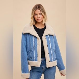 IN LOOM Denim and Cream Shearling Women's Jacket